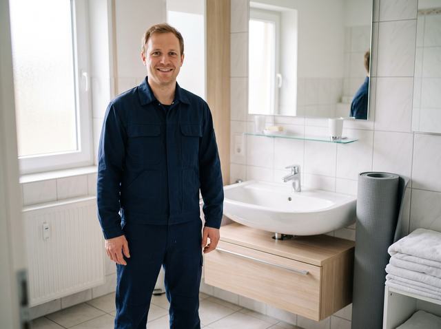 Techniker von ROOVIO in einem Badezimmer